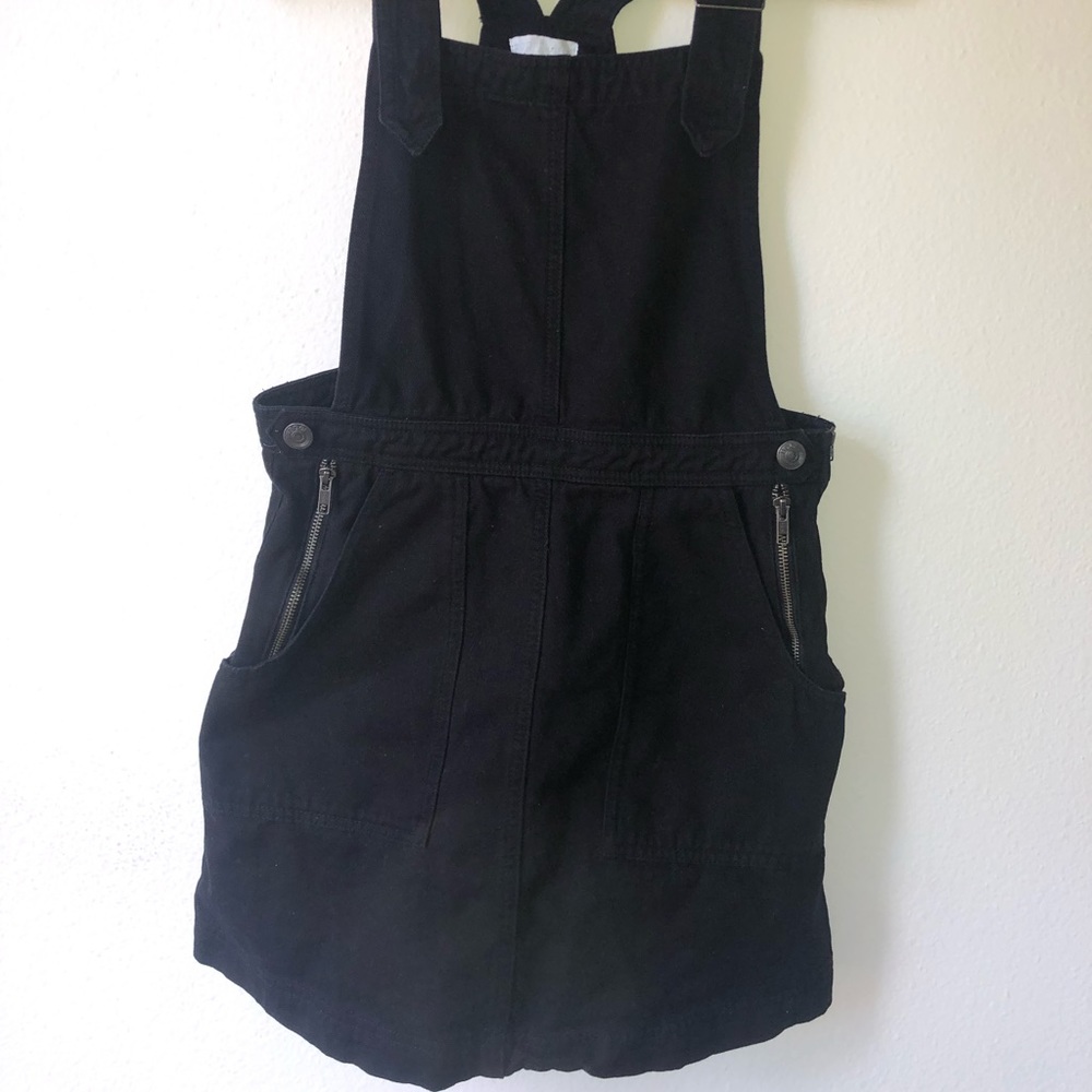 Black overall mini dress